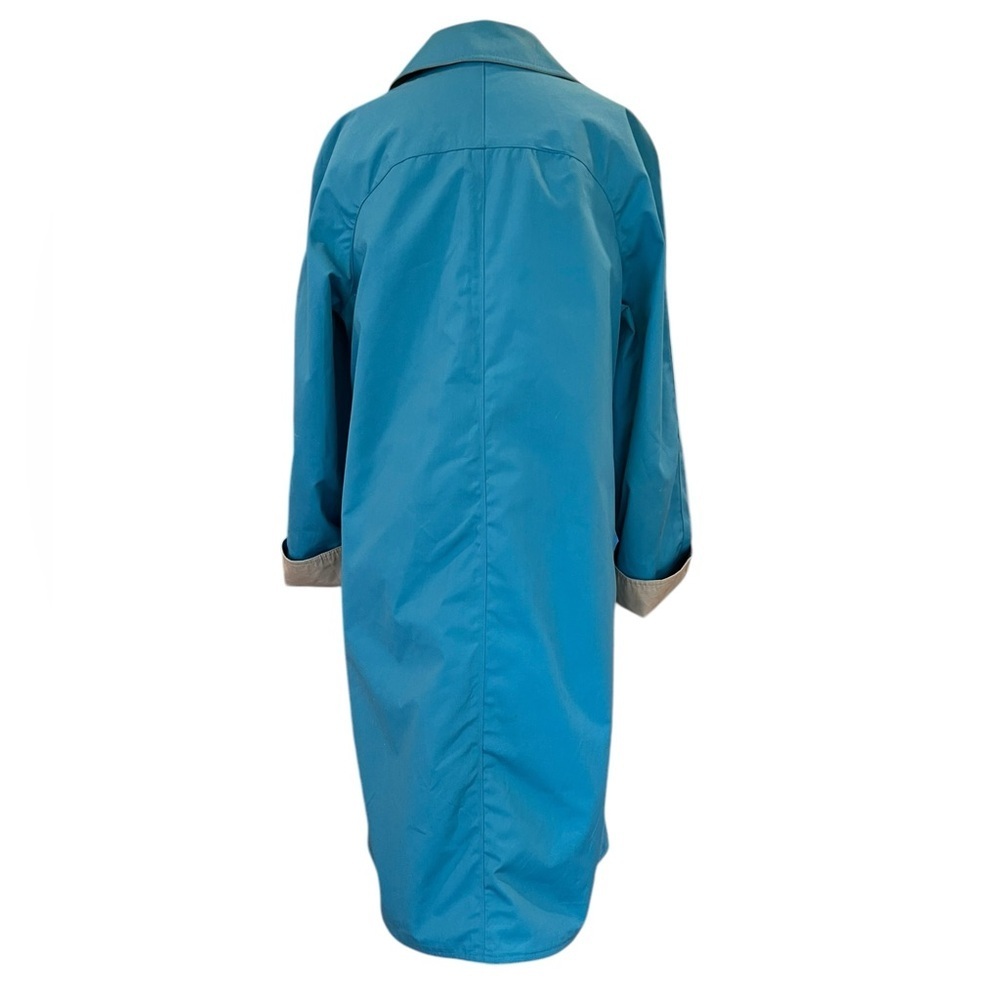 Vintage Forecaster of Boston Reversible Teal Blue and Tan Trench Coat Size 16 - Picture 5 of 13